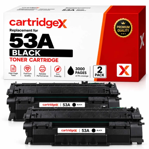 Compatible 2 Pack HP 53A Q7553A Black Toner Cartridges 2 x 3000 Pages