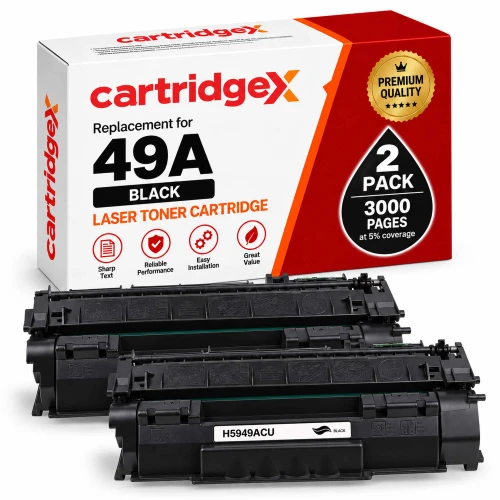 HP 49A Q5949A Compatible Black Toner Cartridge 2 Pack for LaserJet 1160 and 1320 Printers