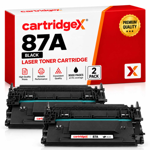 Compatible 2 Pack HP 87A CF287A Black Toner Cartridges 9000 Pages Each