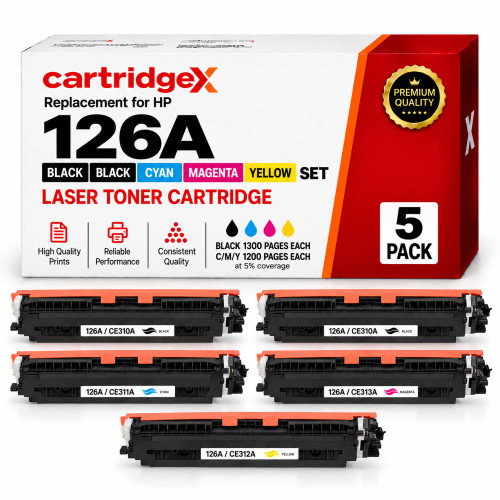 HP 126A Compatible Toner Multipack 2 Black Cyan Magenta Yellow for Colour LaserJet CP1025 M175 M275