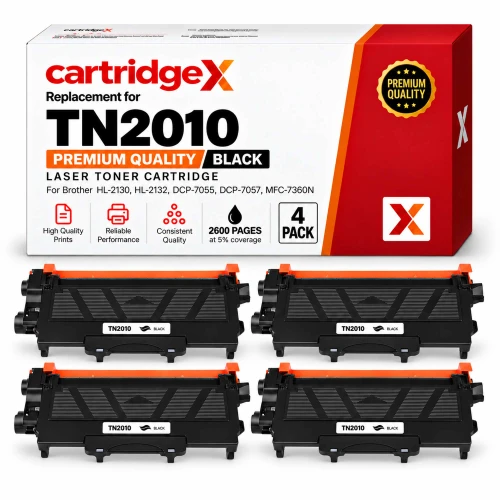 Compatible Brother TN2010 High Capacity Black Toner Cartridge 4 Pack for DCP and HL Printers