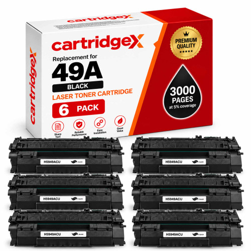 HP 49A Q5949A Compatible Black Toner Cartridge 6 Pack for LaserJet 1160 and 1320 Printers