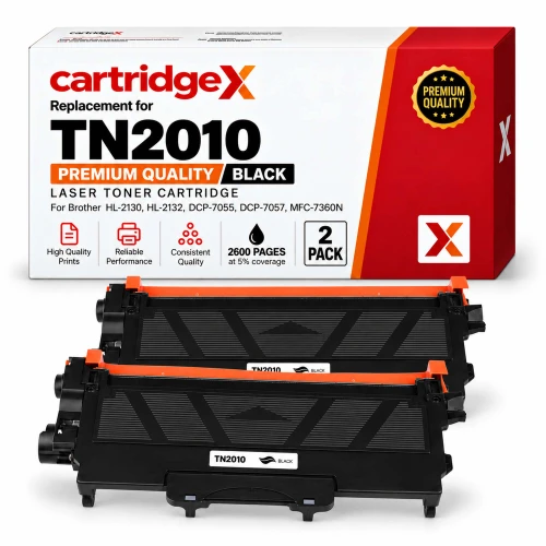Compatible 2 Pack High Capacity Brother TN-2010 Black Toner Cartridges 2 x 2600 Pages