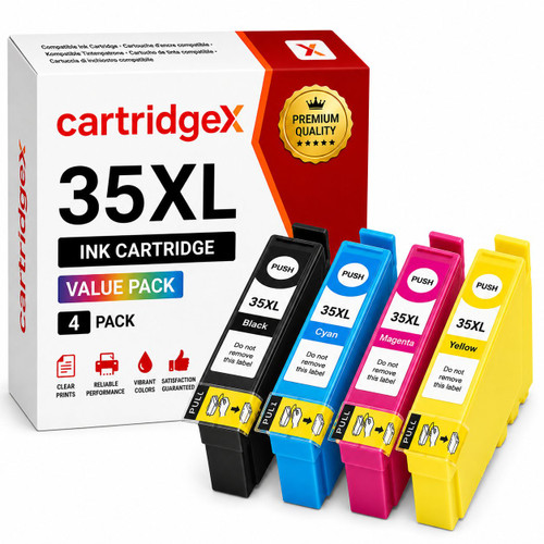 Compatible 4 Pack Ink Cartridge Set Replacement For Epson 35XL T3591 T3592 T3593 T3594 CMYK