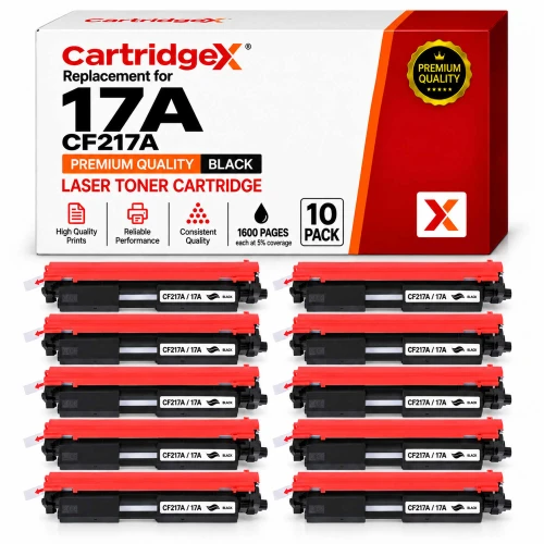 Compatible 10 Pack HP 17A CF217A Black Toner Cartridges 1600 Pages Each