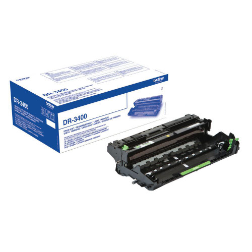 Cartridgex Brother Dr3400 Black Genuine Drum Unit, for compatible Brother printers, new in packaging with open drum unit displayed.
