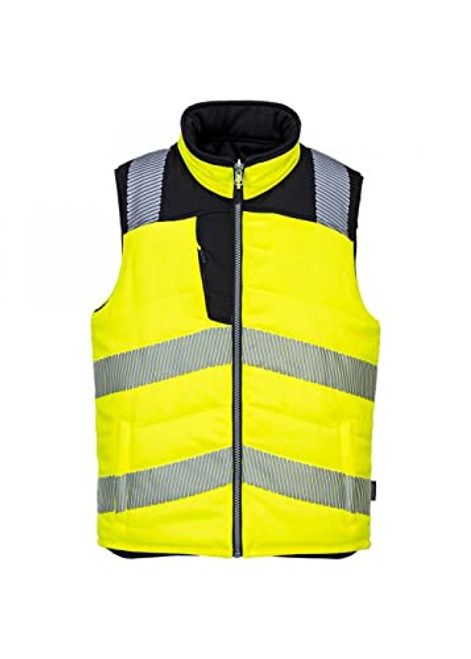 Portwest PW3 Hi-Vis Reversible Bodywarmer, Size: XL, Colour: Yellow/Black, PW374YBRXL
