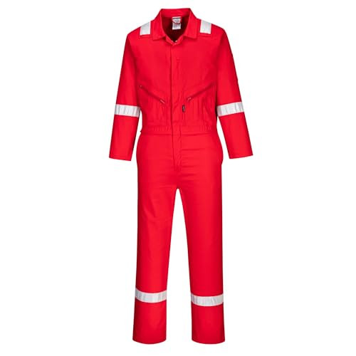 Portwest C814 Iona Lightweight Reflective Cotton Coverall Red, Medium