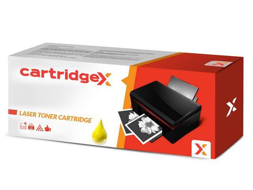 Cartridgex Compatible Samsung Clt-y4072s Yellow Toner Cartridge, packaging box with printer and printed documents image.