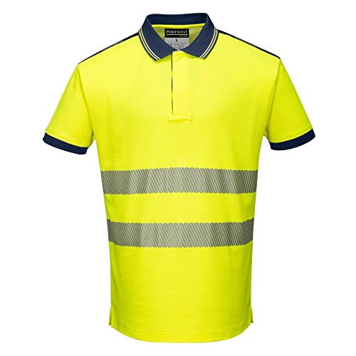 Portwest PW3 Hi-Vis Polo Shirt S/S, Size: XL, Colour: Yellow/Black, T180YBRXL