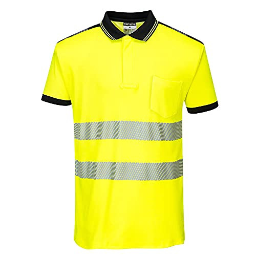 Portwest PW3 Hi-Vis Polo Shirt S/S, Size: XXL, Colour: Yellow/Black, T180YBRXXL