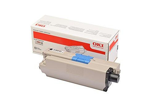 OKI 46508716 Toner Cartridge - Black, unopened toner cartridge with beige body and black and blue components alongside its original packaging.