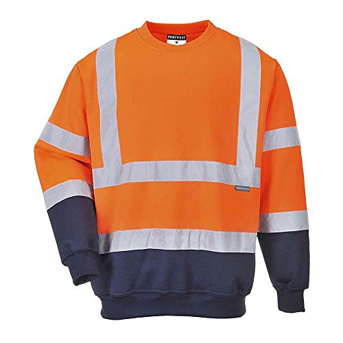 Portwest Two Tone Hi-Vis Sweatshirt, Size: XXL, Colour: Orange/Navy, B306ONRXXL