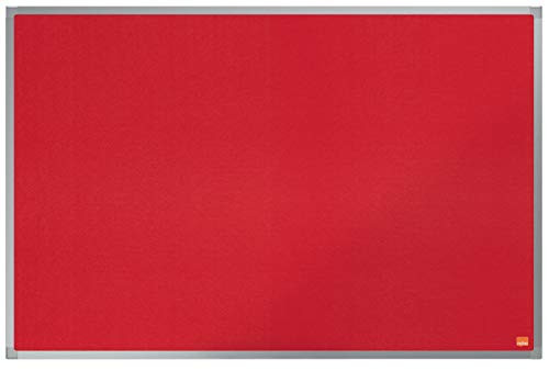Nobo Felt Noticeboard, 900 x 600 mm, Aluminium Trim, Corner Wall Mounting, Essence Range, Red, 1904066