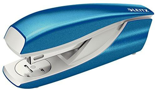 Leitz Stapler, 30 Sheet Capacity, Ergonomic Metal Body, Includes Staples, WOW Range, 55021036 - Metallic Blue, with a modern blue and white design and compact ergonomic build.