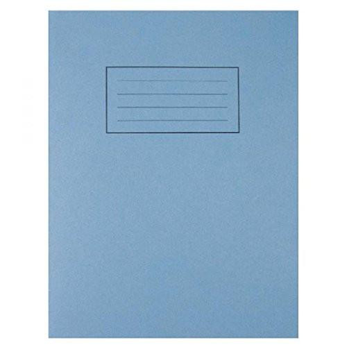 Silvine EX106-9x7 Exercise Book 7mm Square Blue PK10, front cover of a blue exercise book with a label area for writing.