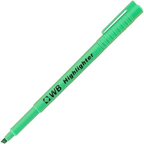 Whitebox Highlighter - Green, Pack of 10, green highlighter pen with clip and black text on the body.
