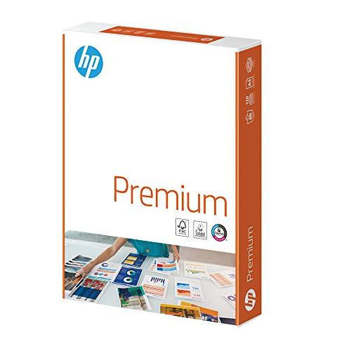 HP CHP235 Multi-Purpose HP Printing Paper 90 g/m sq A4 500 Sheets, White, box packaging with printed product details and an image of printed documents on a table.