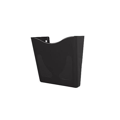 Deflecto Graphite Portrait A4 Wall Mounted Document Holder, wall-mounted black A4 sign and leaflet holder for displaying posters, menus, and leaflets in an office or retail space.