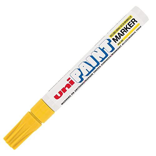 Uni-Ball 489371 Paint Marker Bullet Tip Medium Point Px20 Line Width 2.2-2.8mm Yellow Ref 9001926, yellow paint marker with bullet tip, for art and craft projects, pack of 12