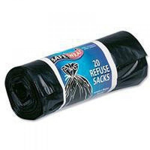 Robinson Young RY00446 - Safewrap Refuse Sacks 737 x 864 mm Black, 20 Sacks, roll of durable black refuse bags for waste disposal.