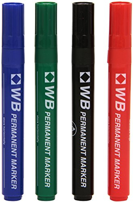 Whitebox Wx26088a Permanent Marker with Bullet Tip, Multicoloured, Assorted (Pack of 4)