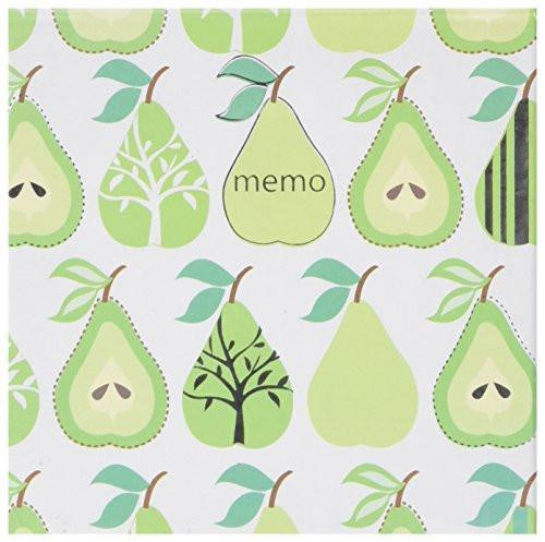 Easynote 180 Sheet Illustrated Note Pad Block, decorative pear pattern with trees and the word 'memo' on the cover.