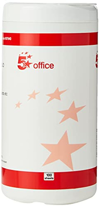 5 Star Cleaning Wipes for PC Screens Casings Keyboards [Pack of 100]