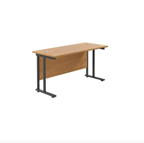 Jemini Rectangular Double Upright Cantilever Desk 1400x600x730mm Nova Oak/Black KF810704