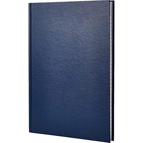 Q-Connect Dark Blue Feint Ruled Casebound Notebook 192 Pages A5, a hardcover blue notebook with a textured cover and a white spine edge, designed for note-taking and writing.