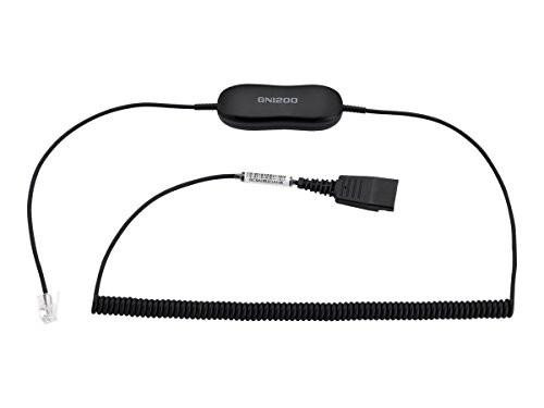 Jabra Standard Headset Cable Black (88011-102), black wired headset cable with connector and coiled cord for compatibility with Jabra headsets.