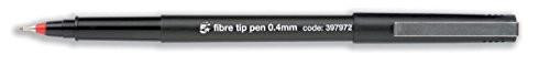 5 Star Fibre Tip Pen Medium 0.4mm Tip 0.4mm Line Red, image showing a pack of 12 red fiber tip pens with fine 0.4mm tips for precise writing and drawing