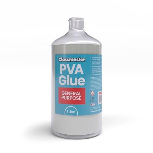 1 litre Classmaster PVA Glue - General Purpose, plastic bottle with blue and red label for versatile adhesive use.