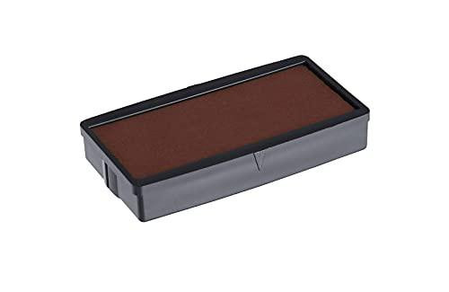 COLOP E/20 Red Replacement Pads - Pack of 2, image of red ink pads designed to fit COLOP printers 20 and Green Line Office Word Stamps, rectangular with brown ink pad inside a black plastic casing.