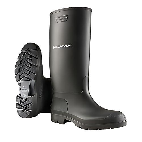 Dunlop Pricemastor PVC Welly / Mens Boots (8 UK) (Black), black rubber waterproof boots with sturdy tread sole for durable outdoor wear.