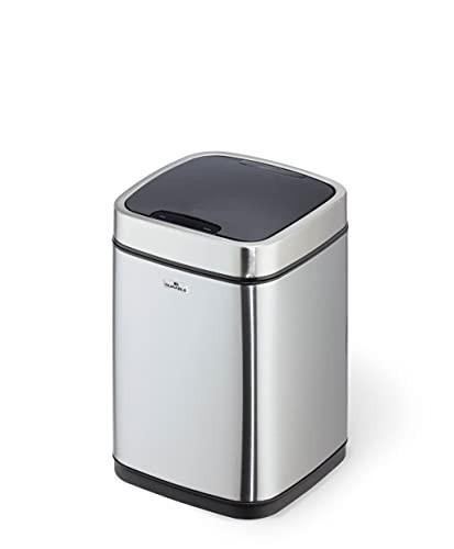 Durable Sensor Waste Bin NO TOUCH, white and black 6-litre motion sensored bin made from strong steel, perfect for any home or workplace.