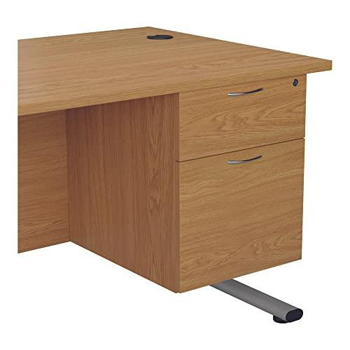 Jemini FF 655 Fixed Ped 2 Drawer Nova Oak TESHP2/655NO, a wooden office desk with two storage drawers and a built-in pedestal, featuring a smooth oak finish and a sturdy side panel.