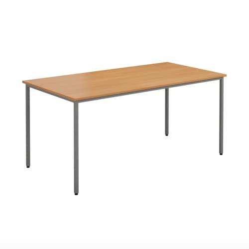 Jemini Rectangular Table 1200x800x730mm Beech KF74401, modern wooden tabletop with metal legs for versatile use.