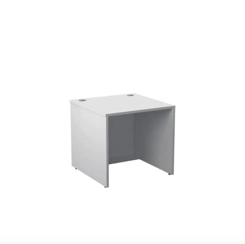 Jemini Reception Modular Straight Unit 800x800x740mm White, front view of a white reception desk with an open space underneath for storage or seating.