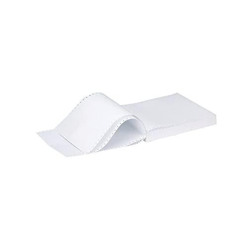 Q-Connect 11x9.5 Inches 2-Part NCR Plain Listing Paper, a pack of 1000 sheets with a partially lifted sheet showing the two-part carbonless paper for receipts and records.