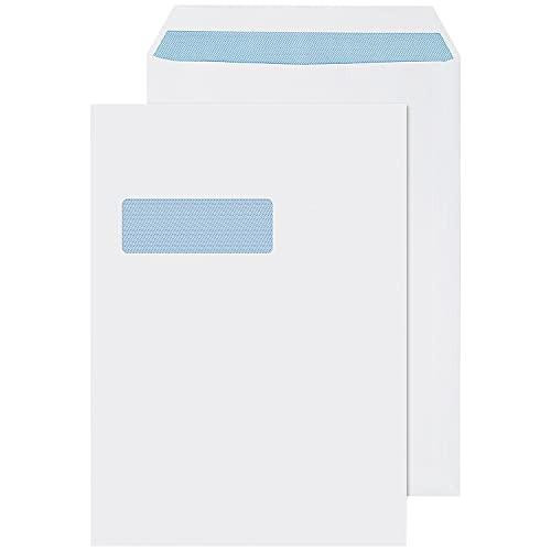 Q-Connect C4 Envelope Self Seal Window 100gsm (Pack of 250) KF3535, White, with a self-sealing adhesive strip and a clear window for recipient address display.