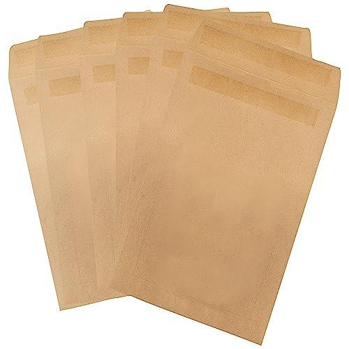 Q-Connect Envelope 381x254mm Pocket Self Seal 90gsm Manilla, set of four manilla envelopes with self-adhesive strips for secure mailing.