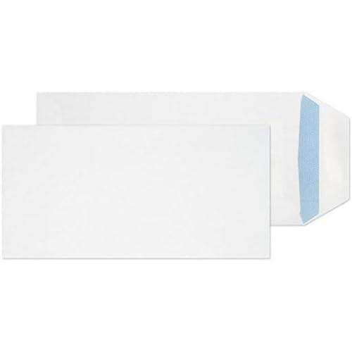 Q-Connect DL Envelopes Pocket Self Seal 100gsm White Pack of 500, white DL size envelopes with self-sealing closure for secure mailing.