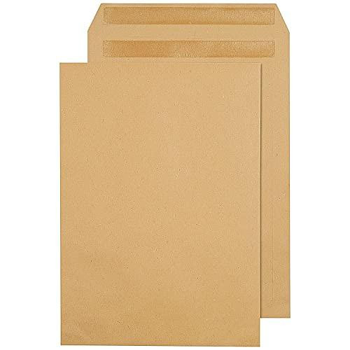 Q-Connect Envelope 254x178mm Pocket Self Seal 90gsm Manilla Pack of 250, image of a pack of manilla envelopes with self-sealing flaps on a white background.