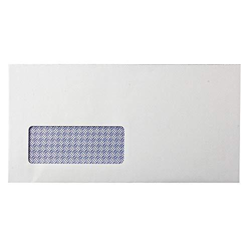 Q-Connect DL Envelopes Window Self Seal 80gsm White, front view of a pack showing a white envelope with window and self-seal flap.