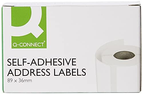 Q-Connect Address Label Roll Self Adhesive 89 x 36 mm White (Pack of 250), image of the product packaging showing the label roll and the Q-Connect branding.