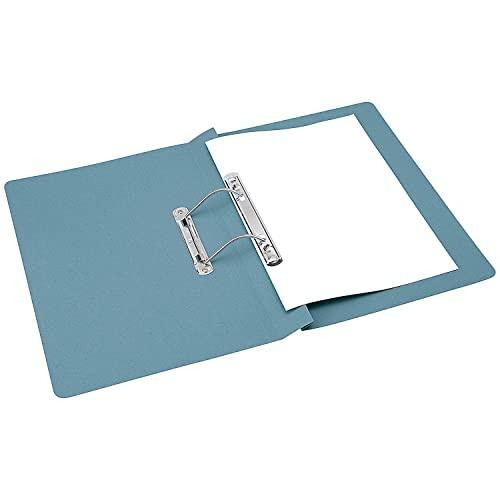 Q-Connect Transfer File 35mm Capacity Foolscap Blue Pack of 25, open file folder with white document inside