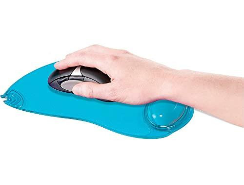 Q-Connect Gel Mouse Mat Blue, ergonomic mouse pad with gel wrist rest and smooth surface for comfortable computer use.