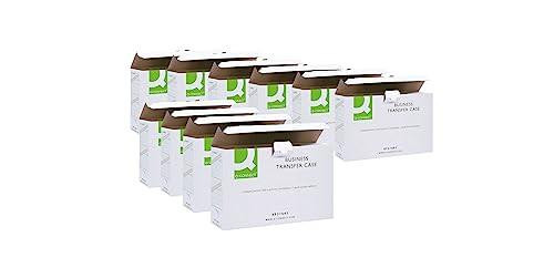 Q-Connect Business Transfer Case White Pack of 10, multiple white transfer cases in retail packaging for office document transfer and organization.