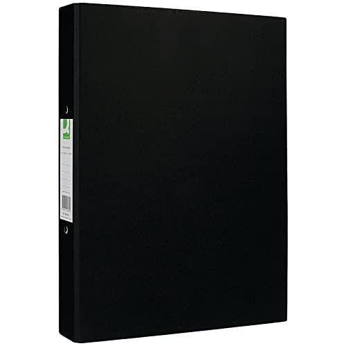Q-Connect 2 Ring 25 mm Paper Over Board Black A4 Binder, pack of 10, black binder for organizing papers with sturdy cover and ring mechanism.